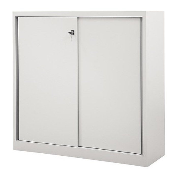BISLEY Schiebetürenschrank ECO, SD12112S645 lichtgrau 2 Fachböden 120,0 x 43,0 x 118,1 cm