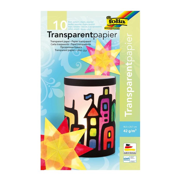 folia Transparentpapier farbsortiert 42 g/qm 10 Blatt