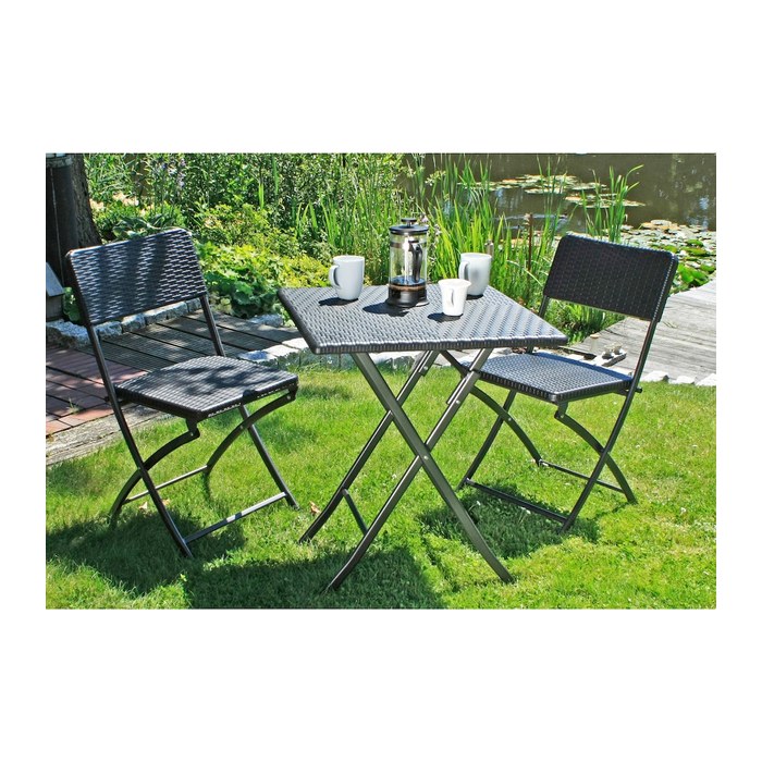 Garden Pleasure Sitzgruppe Ventana, schwarz Kunststoff, Metall, 3-teilig