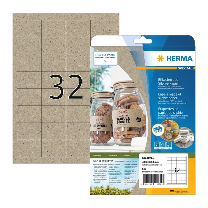 HERMA Etiketten braun 48,3 x 33,0 mm, 20 Blatt
