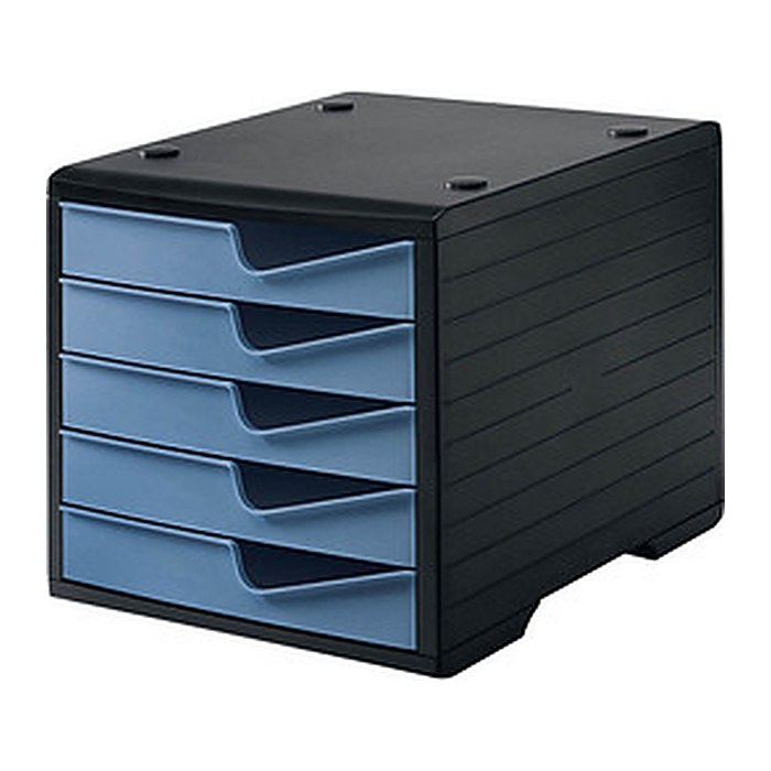 styro Schubladenbox styroswingbox taupenblau 275-8430.3691, DIN A4 mit 5 Schubladen, 1 St.