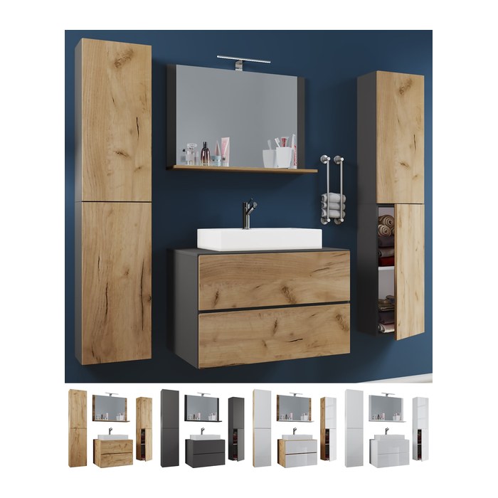 VCM my bath Badmöbel-Set 5-teilig Lendas XL 915213 weiß 127,0 x 52,0 x 150,0 cm