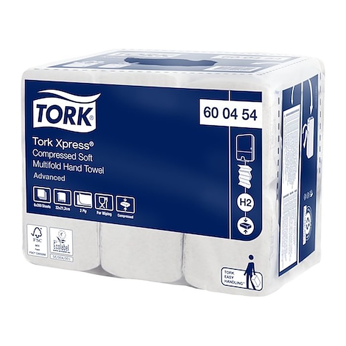 TORK Papierhandtücher 600454 Xpress® Compressed Soft H2 Interfold-Falzung 2-lagig weiß, 1.200 Tücher