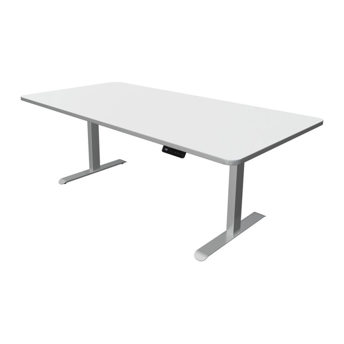 Kerkmann Move 3 Premium elektrisch höhenverstellbarer Schreibtisch weiß rechteckig, T-Fuß-Gestell silber 160,0 x 80,0 cm
