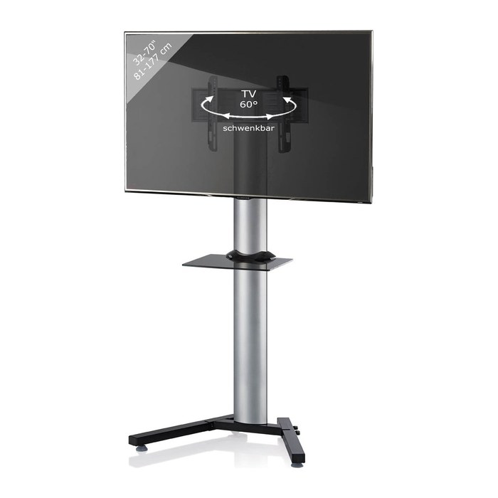 VCM my media TV-Ständer Stadino Maxi silber, schwarz, schwarzglas