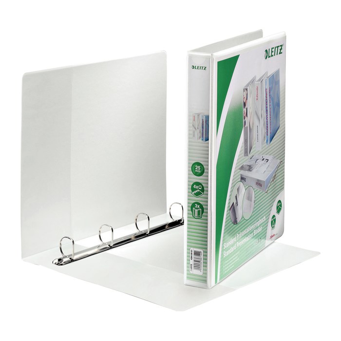 LEITZ Präsentationsringbücher 4-Ringe weiß 4,4 cm DIN A4, 6 St.