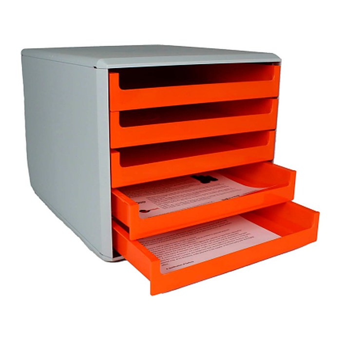 M&M Schubladenbox orange 30050959, DIN A4 mit 5 Schubladen, 1 St.