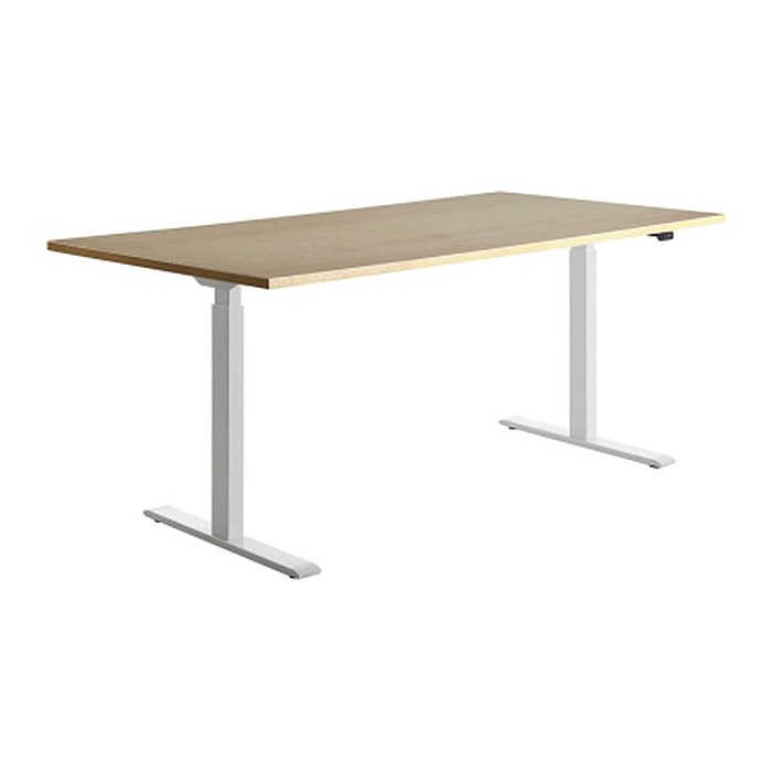 Topstar E-Table elektrisch höhenverstellbarer Schreibtisch ahorn rechteckig, T-Fuß-Gestell weiß 180,0 x 80,0 cm
