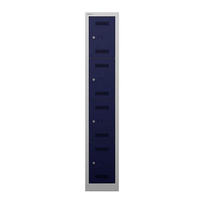 BISLEY Schließfachschrank MonoBloc ML03S4 lichtgrau, oxfordblau ML03S4505, 4 Schließfächer 32,2 x 50,0 x 170,0 cm