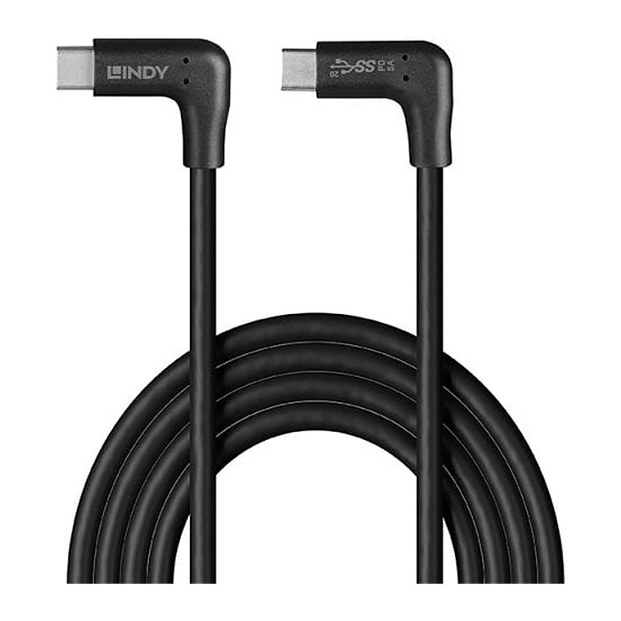 LINDY 1m USB 3.2 Typ C Kabel 2 x 90 Grad gewinkelt
