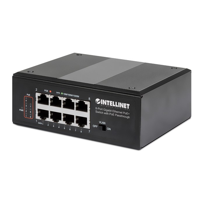INTELLINET 8-Port PoE+ Gigabit Switch mit PoE-Passthrough