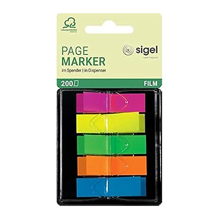 SIGEL TRANSPARENT Haftmarker farbsortiert 5x 40 Streifen