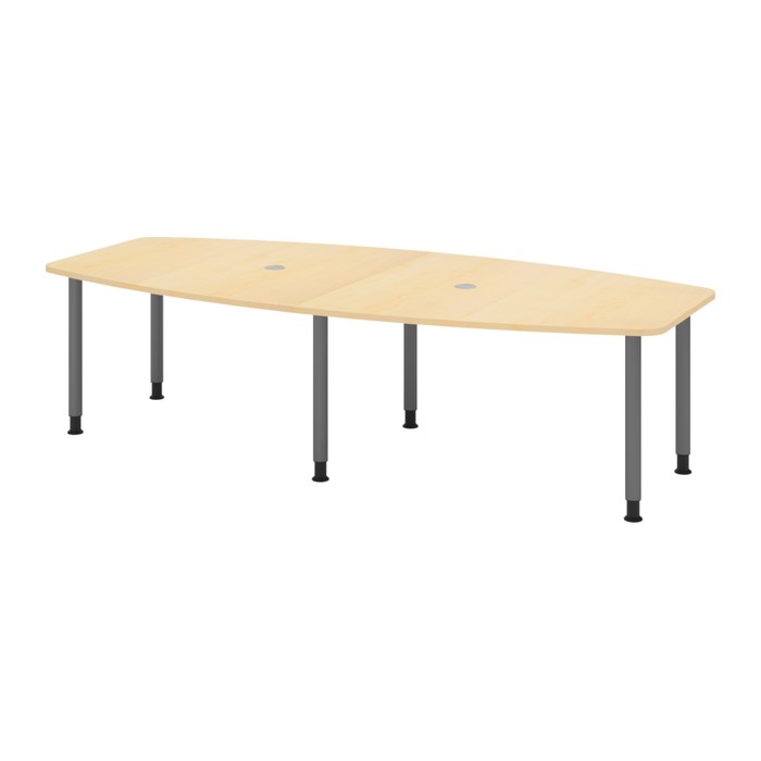 HAMMERBACHER Konferenztisch KT28C ahorn Tonnenform, Rundrohr grau, 280,0 x 85,0/130,0 x 72,0 - 74,0 cm