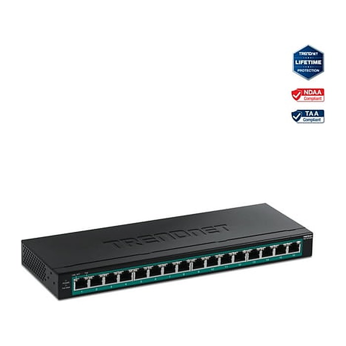 TRENDnet Switch 16-Port Gbit PoE+ 123W 19"