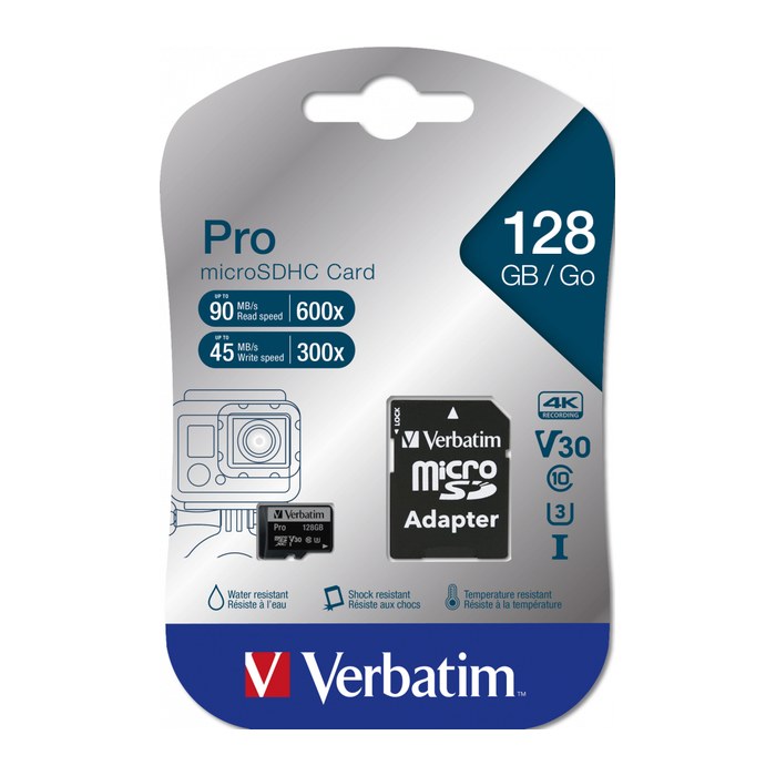 Verbatim microSDXC Karte 128GB Pro Class 10 mit SD-Adapter retail