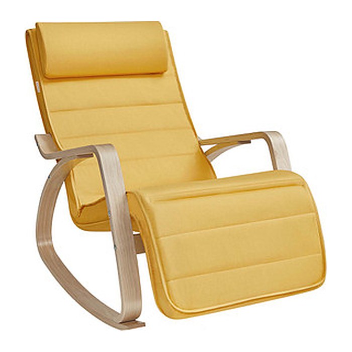 SONGMICS Schaukelstuhl gelb braun Stoff 67,0 x 121,5 x 84,0 cm, 1 St.