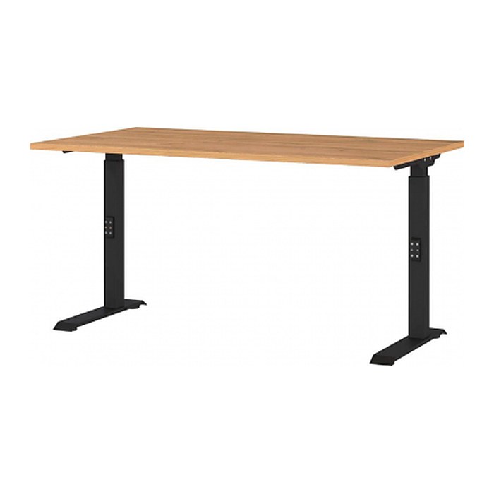 GERMANIA DOWNEY höhenverstellbarer Schreibtisch grandson-eiche rechteckig, C-Fuß-Gestell schwarz 140,0 x 80,0 cm