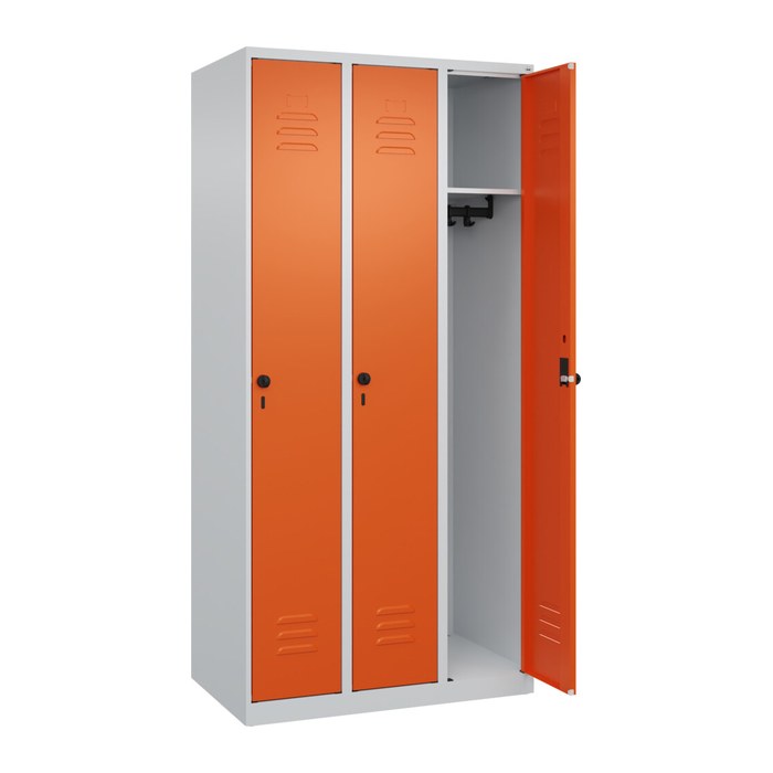 CP Spind Classic Plus reinorange, lichtgrau 080000-30 S10000, 3 Schließfächer 90,0 x 50,0 x 185,0 cm