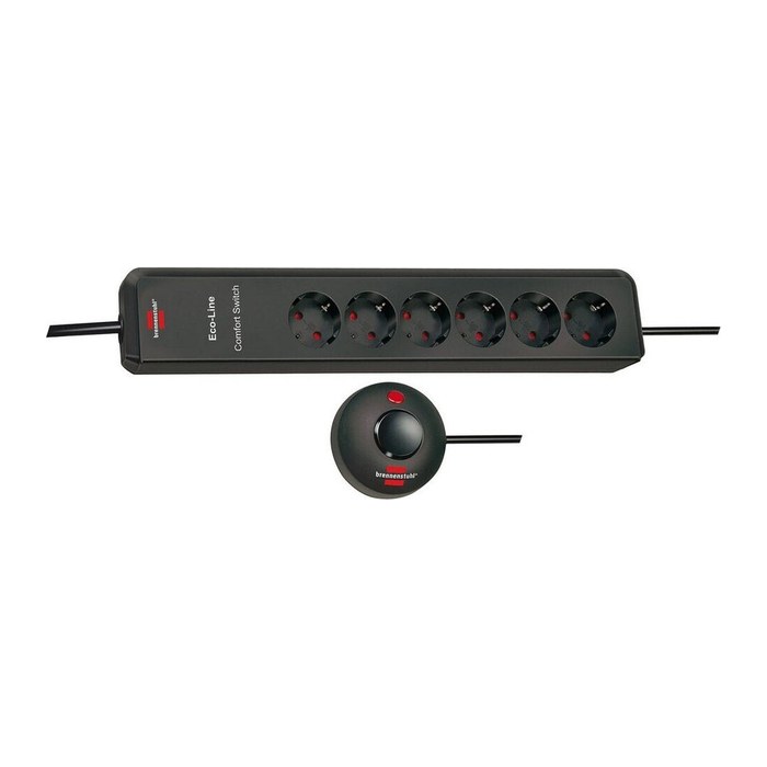 brennenstuhl Eco-Line Comfort Switch 6-fach Steckdosenleiste mit Fußschalter 2,0 m schwarz