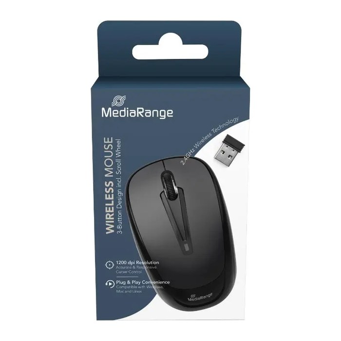 MediaRange Maus Wireless 3 Tasten, schwarz