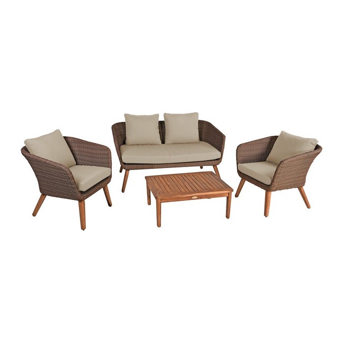 Garden Pleasure Sitzgruppe ARONA sand, braun Kunststoff, Metall, 12-teilig