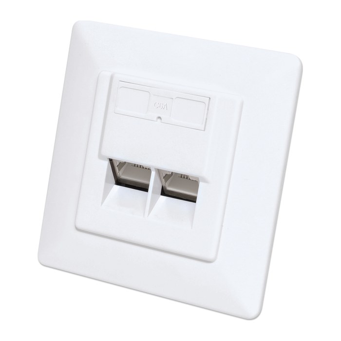 INTELLINET 2-Port Cat6a 10G RJ45-Unterputzdose STP weiß