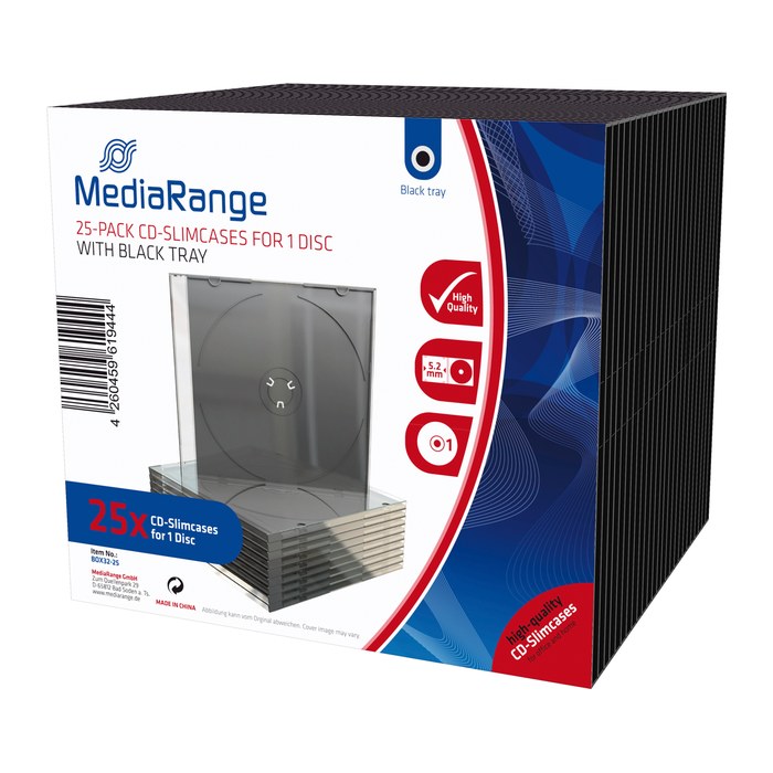 MediaRange 1er CD-/DVD-Hüllen Slimcases schwarz, 25 St.