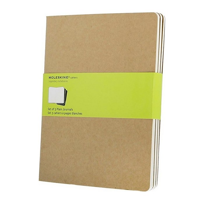 MOLESKINE Notizbuch Cahier ca. DIN A6 blanko, braun Softcover 80 Seiten, 3 St.