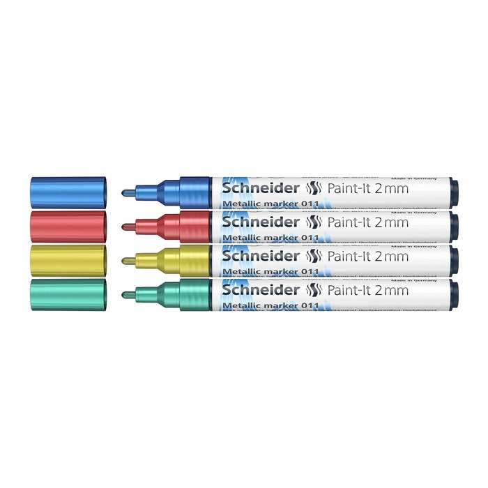 Schneider 011 Lackmarker farbsortiert 2,0 mm, 4 Set