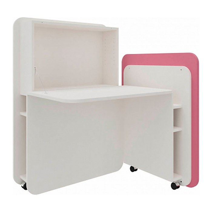 fm FLATup Sekretär diamantweiß/ rose rechteckig, weiß 107,0 x 41,5 - 91,0 cm