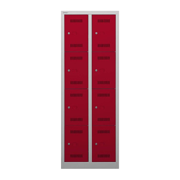 BISLEY Schließfachschrank MonoBloc ML06D4 lichtgrau, kardinalrot ML06D4506, 8 Schließfächer 61,0 x 50,0 x 170,0 cm