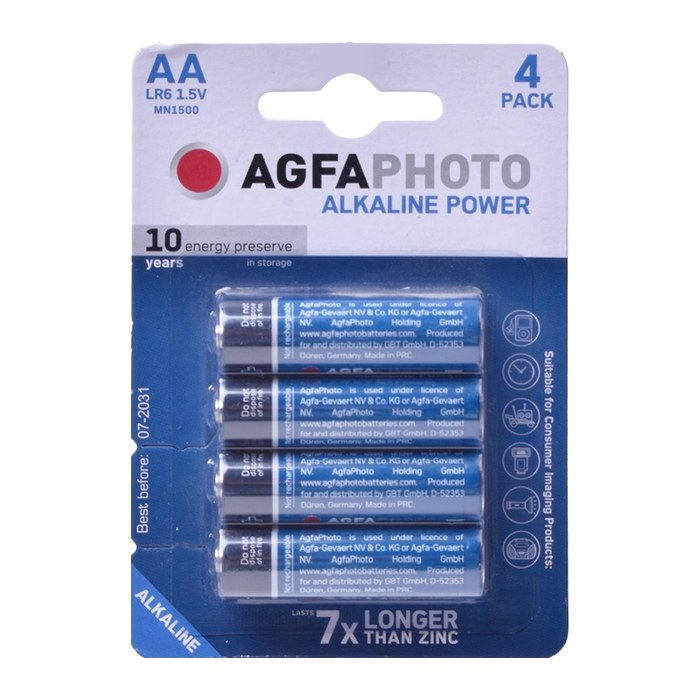 AgfaPhoto Batterie Alkaline Power -AA LR06 Mignon 4St.