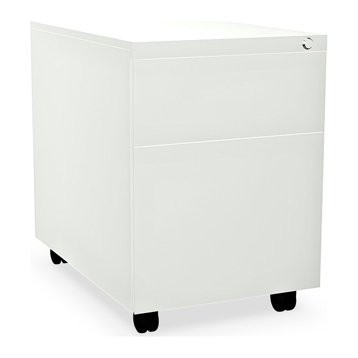 Design-Rollcontainer aus Stahl mit Schubladen – Signalweiß (2 Fächer, 2 Schübe)