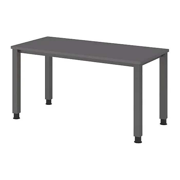 HAMMERBACHER QS614 Schreibtisch grafit rechteckig, 4-Fuß-Gestell grau 140,0 x 67,2 cm