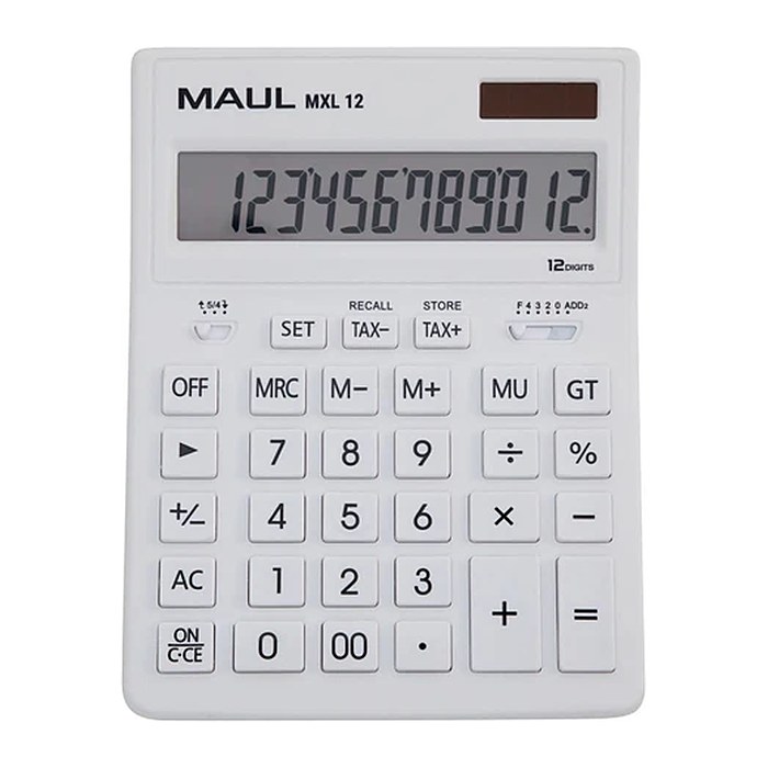 MAUL Tischrechner MXL 12, 12 Stellen, Tax, weiß