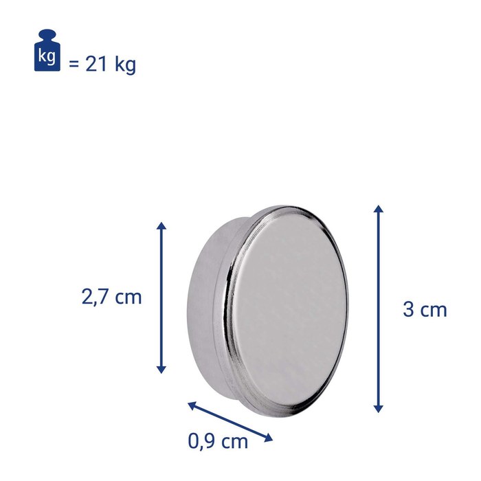 MAUL Magnet silber, Metall Ø 3,0 x 0,9 cm, 1 St.