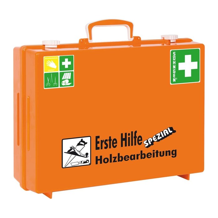 SÖHNGEN Erste-Hilfe-Koffer SPEZIAL MT-CD Holzbearbeitung DIN 13157 + Erweiterung orange