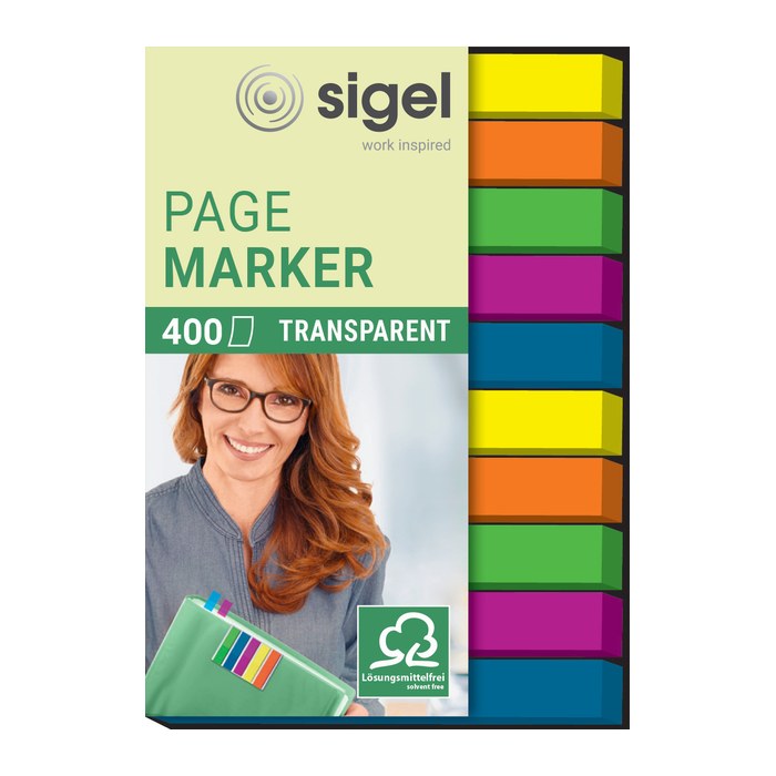 SIGEL TRANSPARENT Haftmarker farbsortiert 10x 40 Streifen