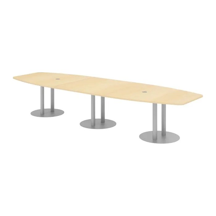 HAMMERBACHER Konferenztisch KT40S ahorn Tonnenform, Rundrohr silber, 400,0 x 85,0 - 130,0 x 74,0 cm