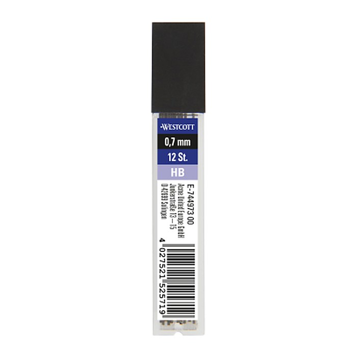 WESTCOTT Feinminen-Bleistiftminen schwarz HB 0,7 mm, 12 St.