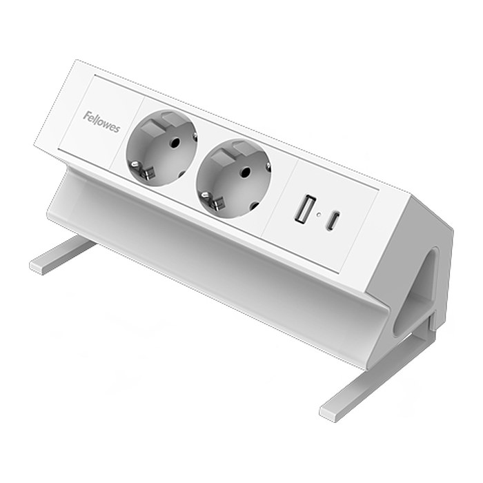 Fellowes Strommodul Schreibtisch 2xSteckdose,USB-A,USB-C wei