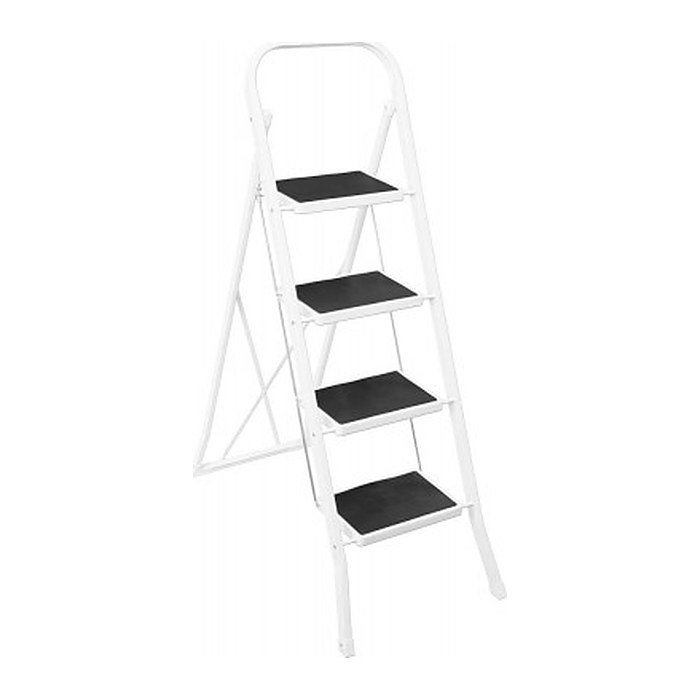 SZ Metall Stehleiter einseitig weiß 4 Stufen, H: 145,0 cm