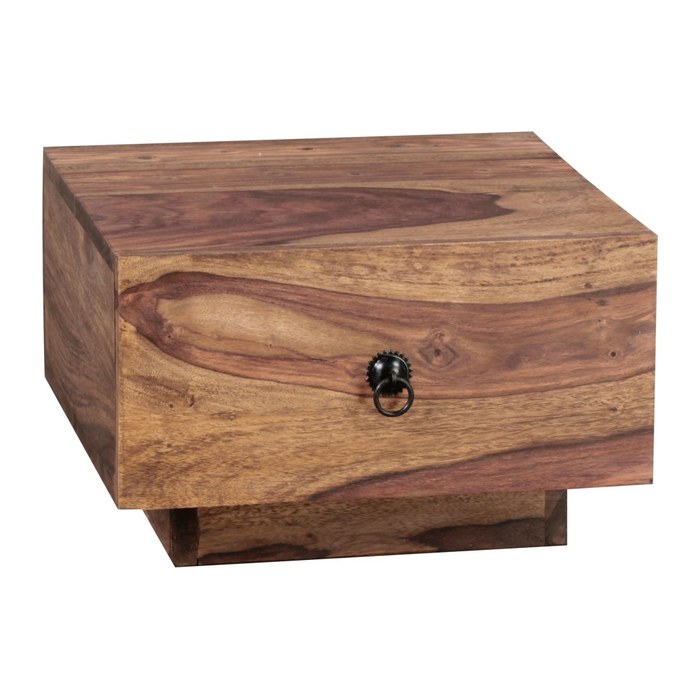 WOHNLING Nachttisch quadratisch Massivholz sheesham 40,0 x 40,0 x 25,0 cm, 1 St.