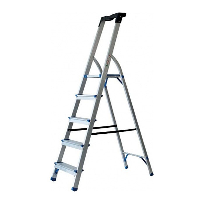 pavo Stehleiter einseitig silber 5 Stufen, H: 159,0 cm