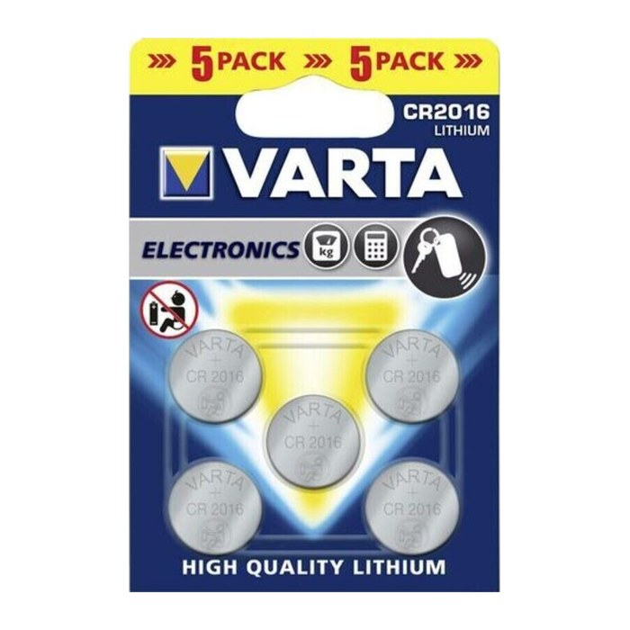 VARTA Knopfzelle CR2016 Lithium 3,0 V, 5 St.