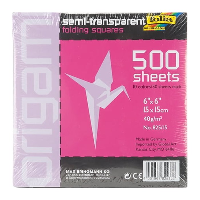 folia Faltblätter transparent 15 x 15 cm mehrfarbig 500 Blatt