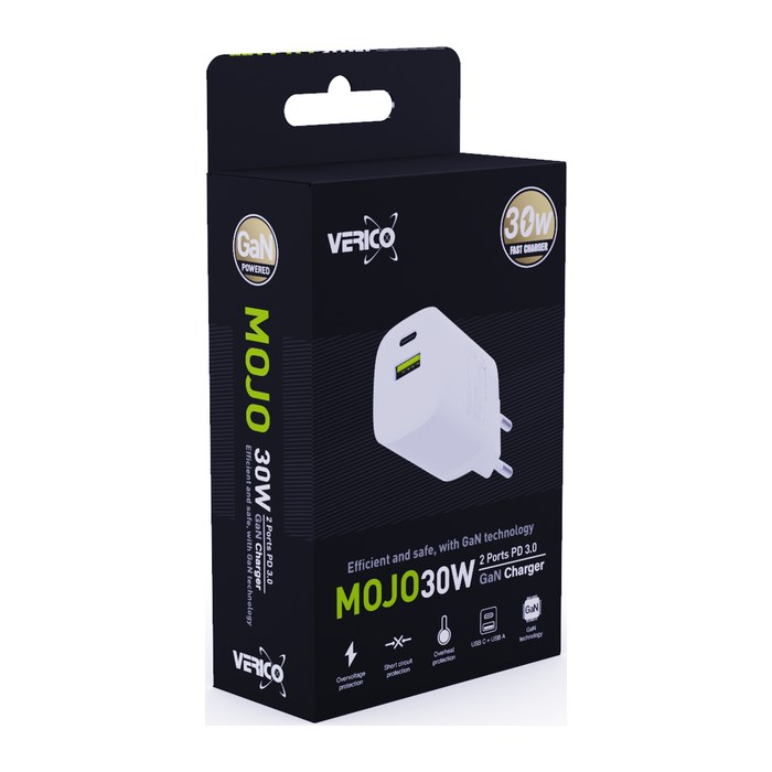 Verico Ladegerät MOJO GaN 30W PD, 2-Port (USB-A & USB-C) WH retail