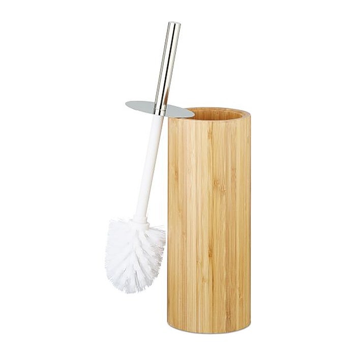 relaxdays WC-Garnitur braun/silber Holz, 1 St.