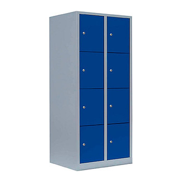 LÜLLMANN Schließfachschrank enzianblau, lichtgrau 523421, 8 Schließfächer 80,0 x 50,0 x 180,0 cm