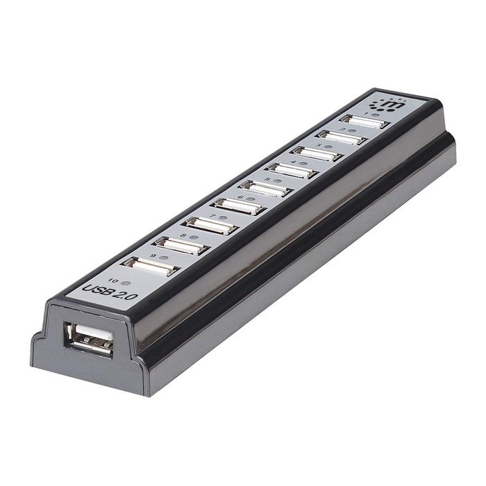 MANHATTAN USB-HUB 10-Port USB 2.0 Desktop Hub schwarz